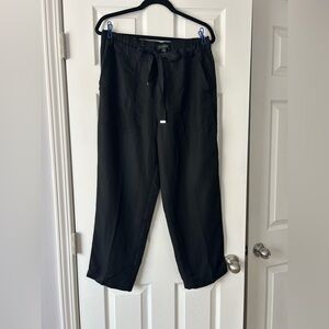 Ann Taylor Black Straight-Leg Ankle Linen Blend Pants size L